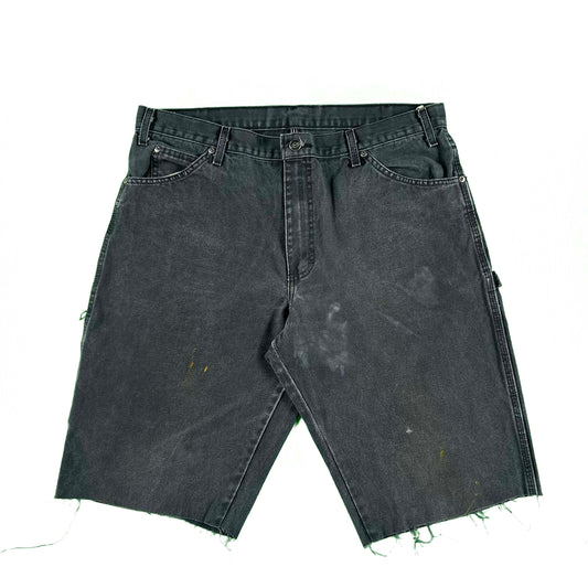 Faded Black Dickies Cut Off Carpenter Shorts- 36x13