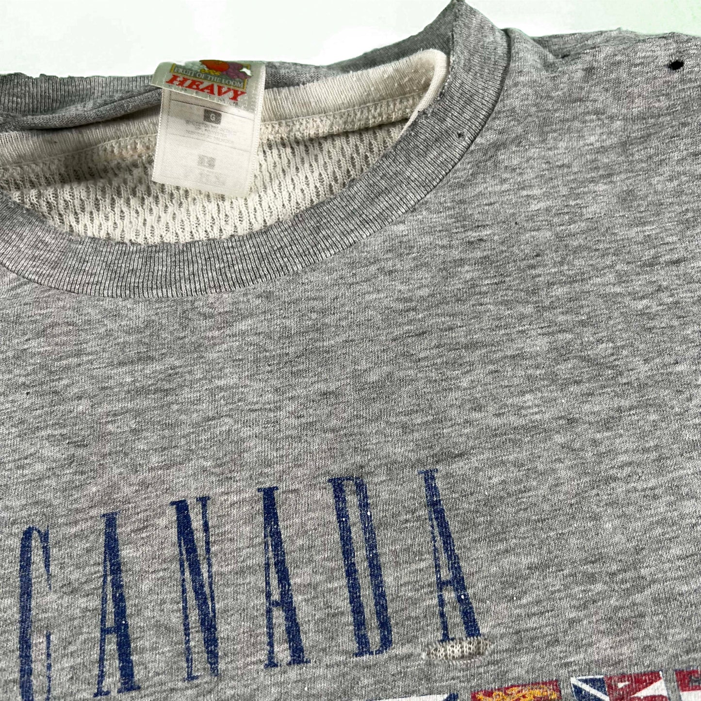 90s Perfectly Worn Canada Tee & Waffle Knit Thermal- L