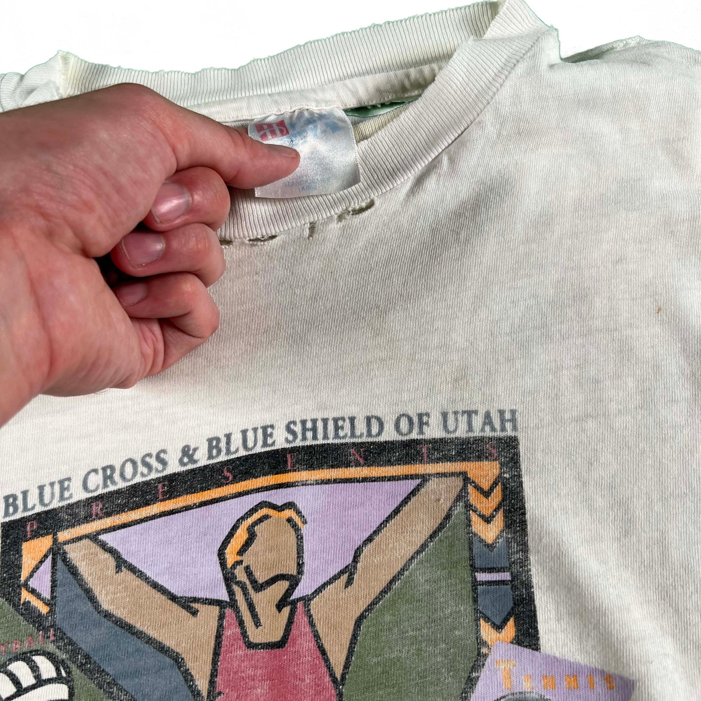 90s Thrashed Salt Lake City 5K/10K Tee & Waffle Knit Thermal- L