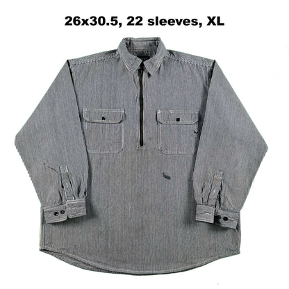 Vintage Hickory Stripe 1/2 Zip Work Shirts- SELECT SHIRT