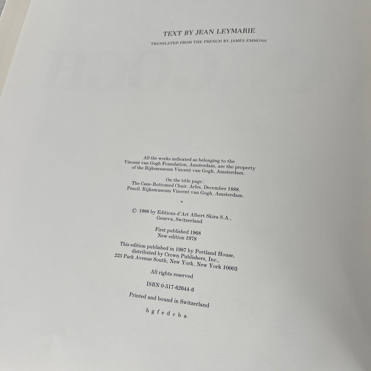 1986 Van Gogh Coffee Table Book