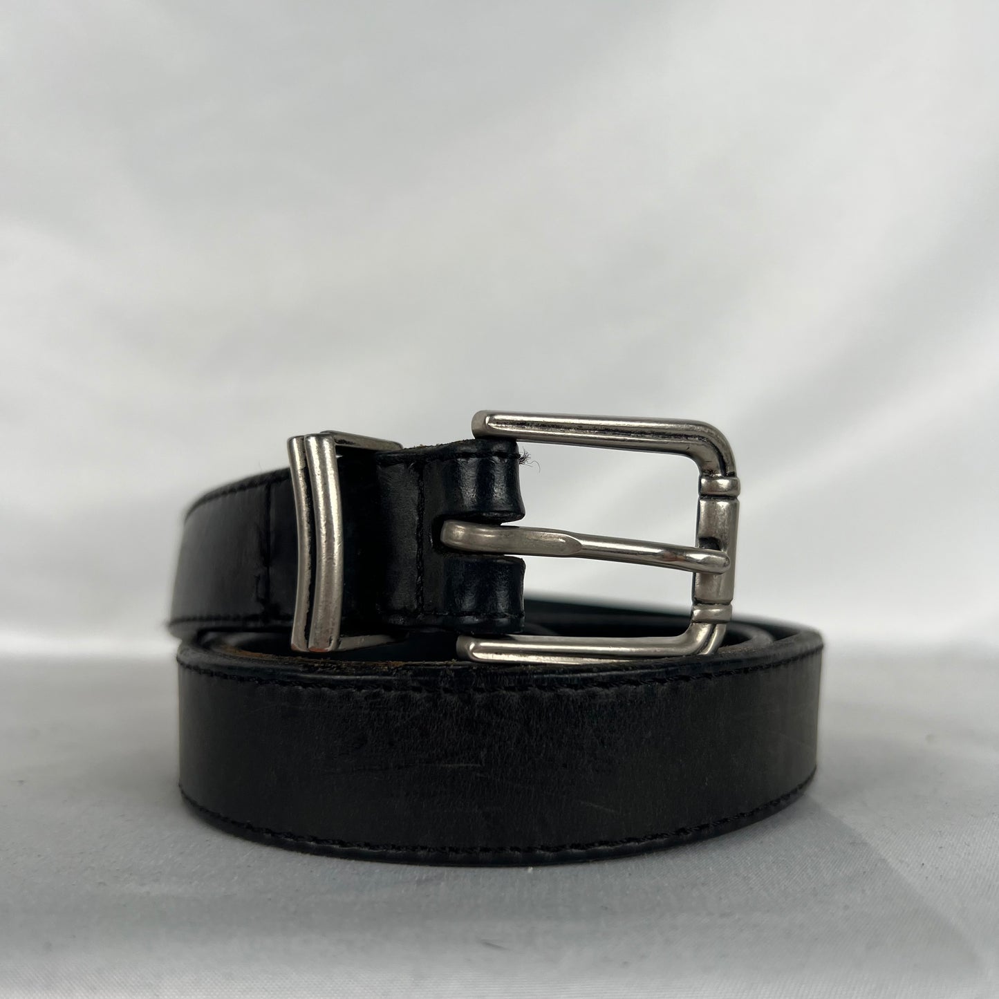 90s Made in Canada Black Italian Leather Belt- M