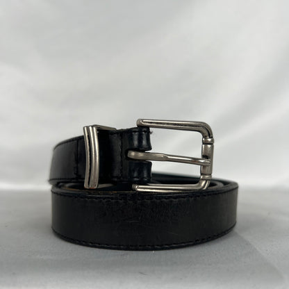 90s Made in Canada Black Italian Leather Belt- M