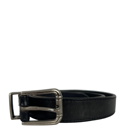 90s Made in Canada Black Italian Leather Belt- M