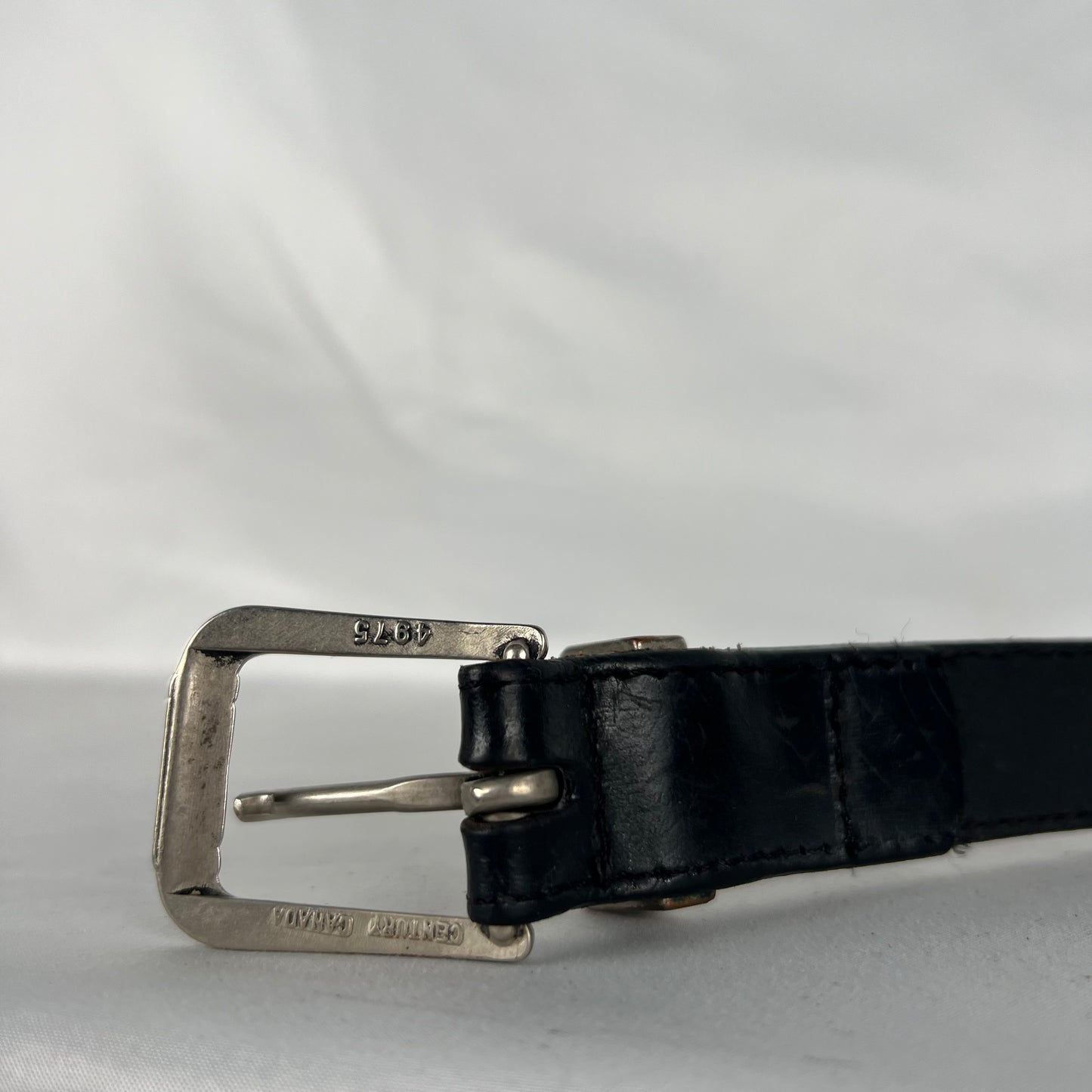90s Made in Canada Black Italian Leather Belt- M