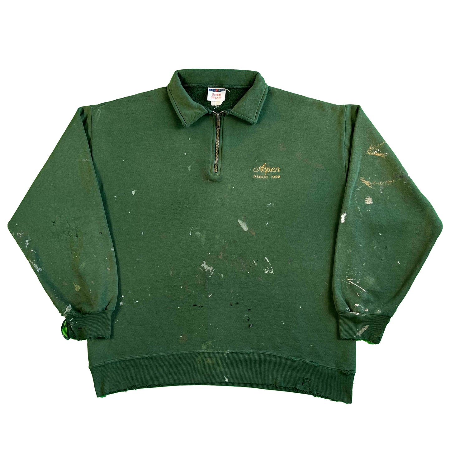 00s Forest Green Painters 1/4 Zip Sweatshirt- L