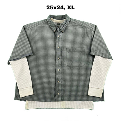 Vintage Eddie Bauer Cropped Plaid Shirt & Waffle Knit Thermals- SELECT COMBO