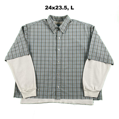 Vintage Eddie Bauer Cropped Plaid Shirt & Waffle Knit Thermals- SELECT COMBO