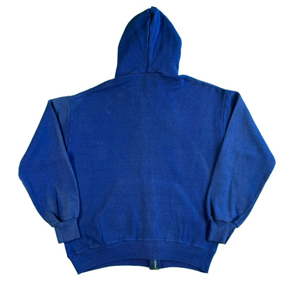 80s Sun Faded Blue Zip Up Hoodie- L