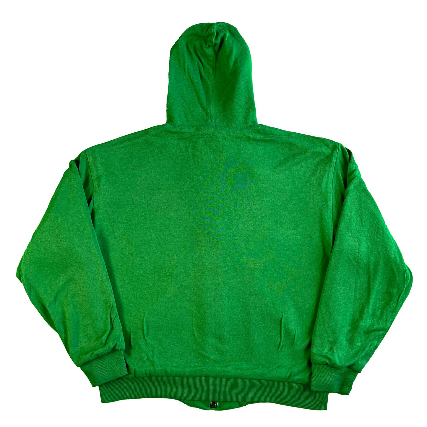 80s Shamrock Green Waffle Lined Zip Up Hoodie- L