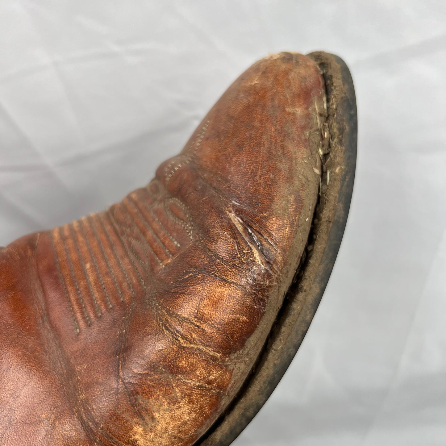 90s Patina Tan Leather Cowboy Boots- M's 9.5, W's 11