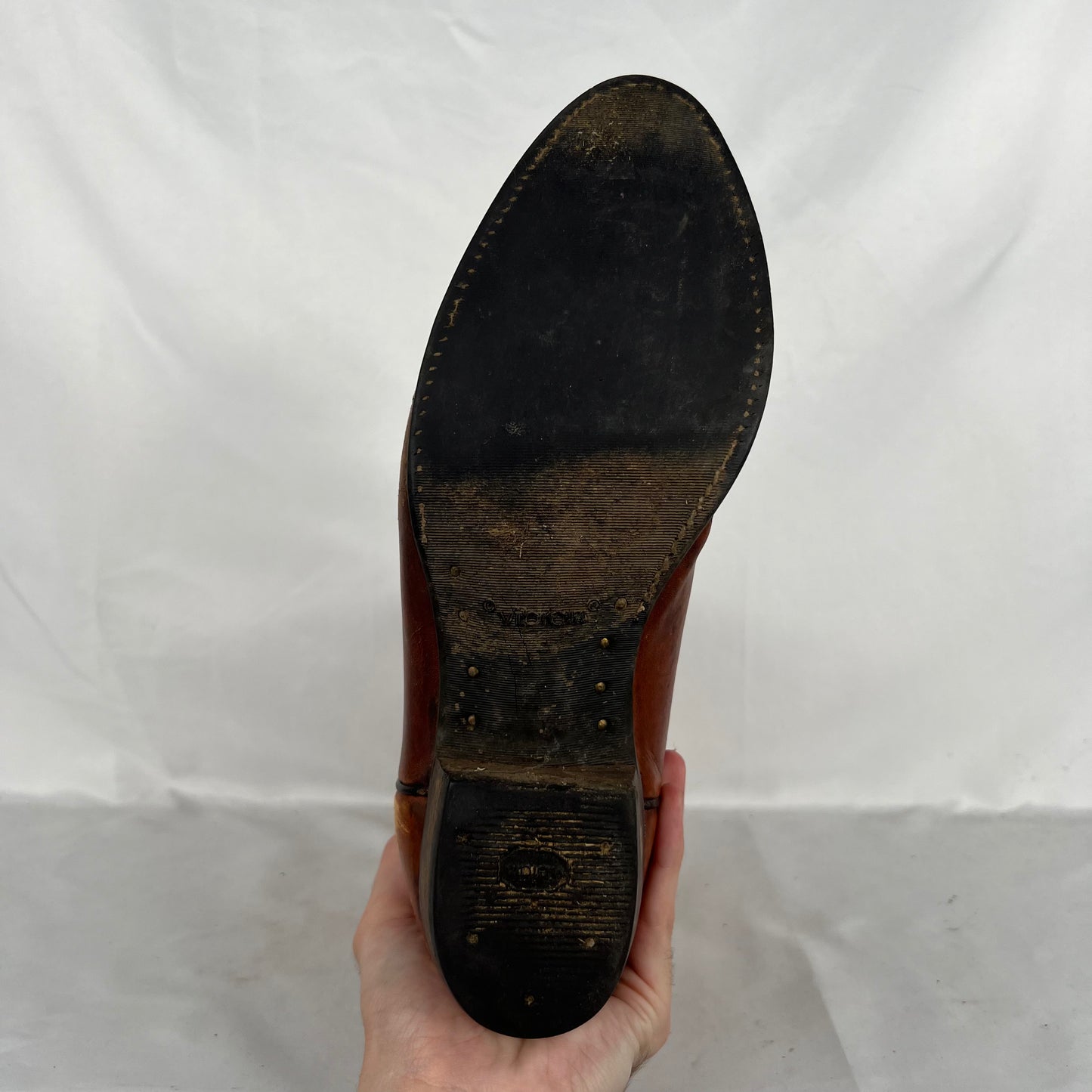 90s Patina Tan Leather Cowboy Boots- M's 9.5, W's 11