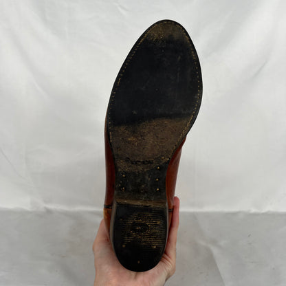 90s Patina Tan Leather Cowboy Boots- M's 9.5, W's 11