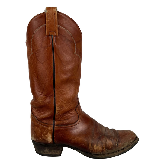 90s Patina Tan Leather Cowboy Boots- M's 9.5, W's 11