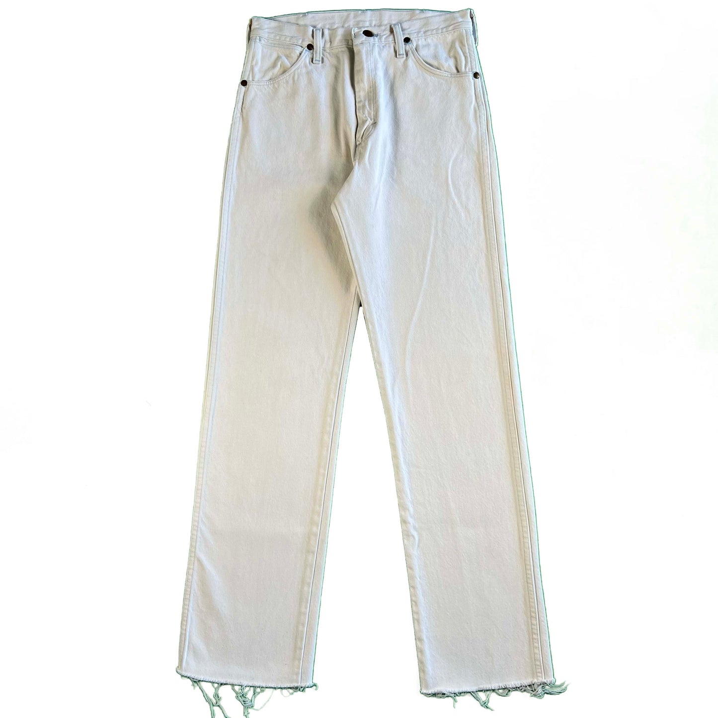 80s Wrangler Over Dyed White Raw Hem Denim- 28x31.5