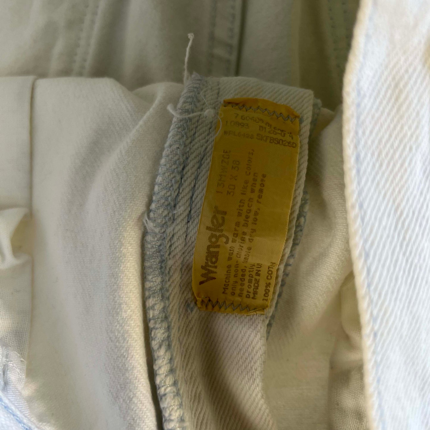 80s Wrangler Over Dyed White Raw Hem Denim- 28x31.5