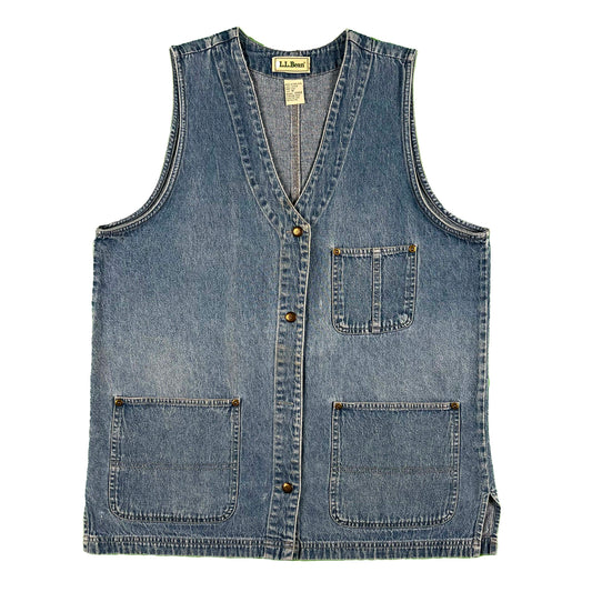 90s L.L. Bean Buckleback Denim Vest- S