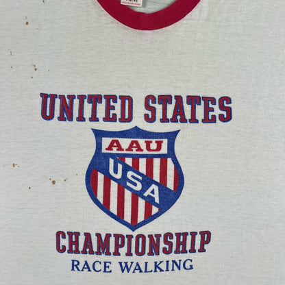 70s Racewalking Ringer Tee- M