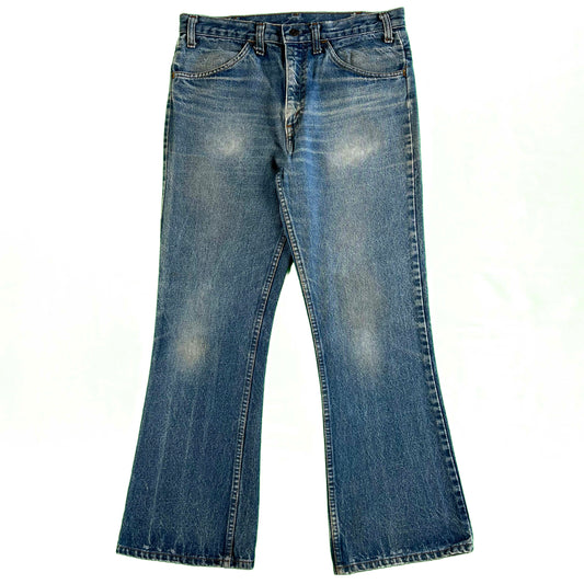 70s Plain Pockets Repaired Denim Flares- 32x28.5
