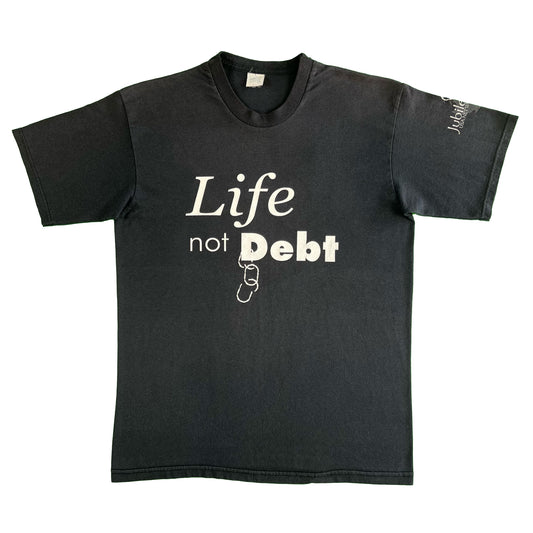 90s Sun Faded Life Not Debt Tee- L