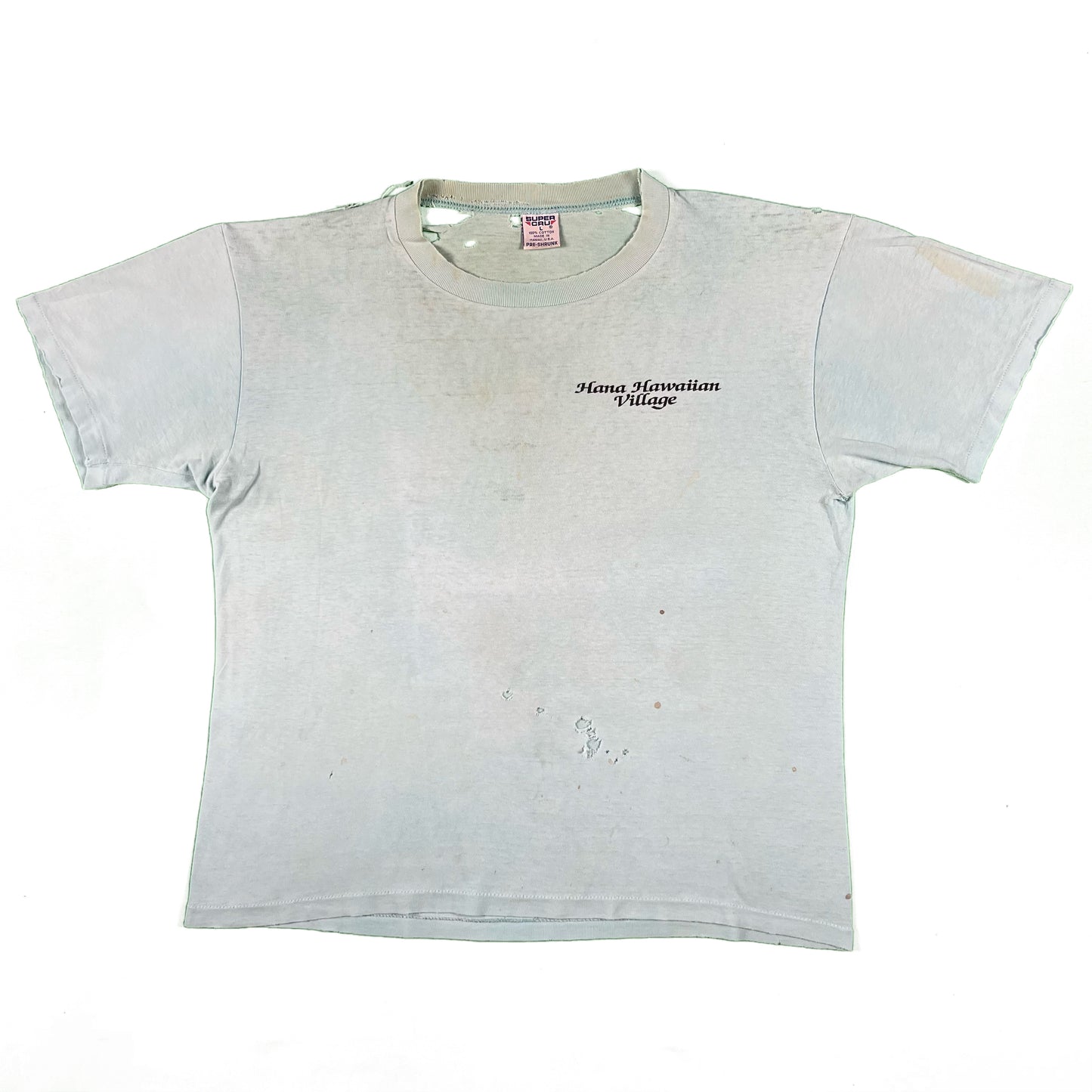 80s Thrashed Hawaiian Village Surf Tee- L