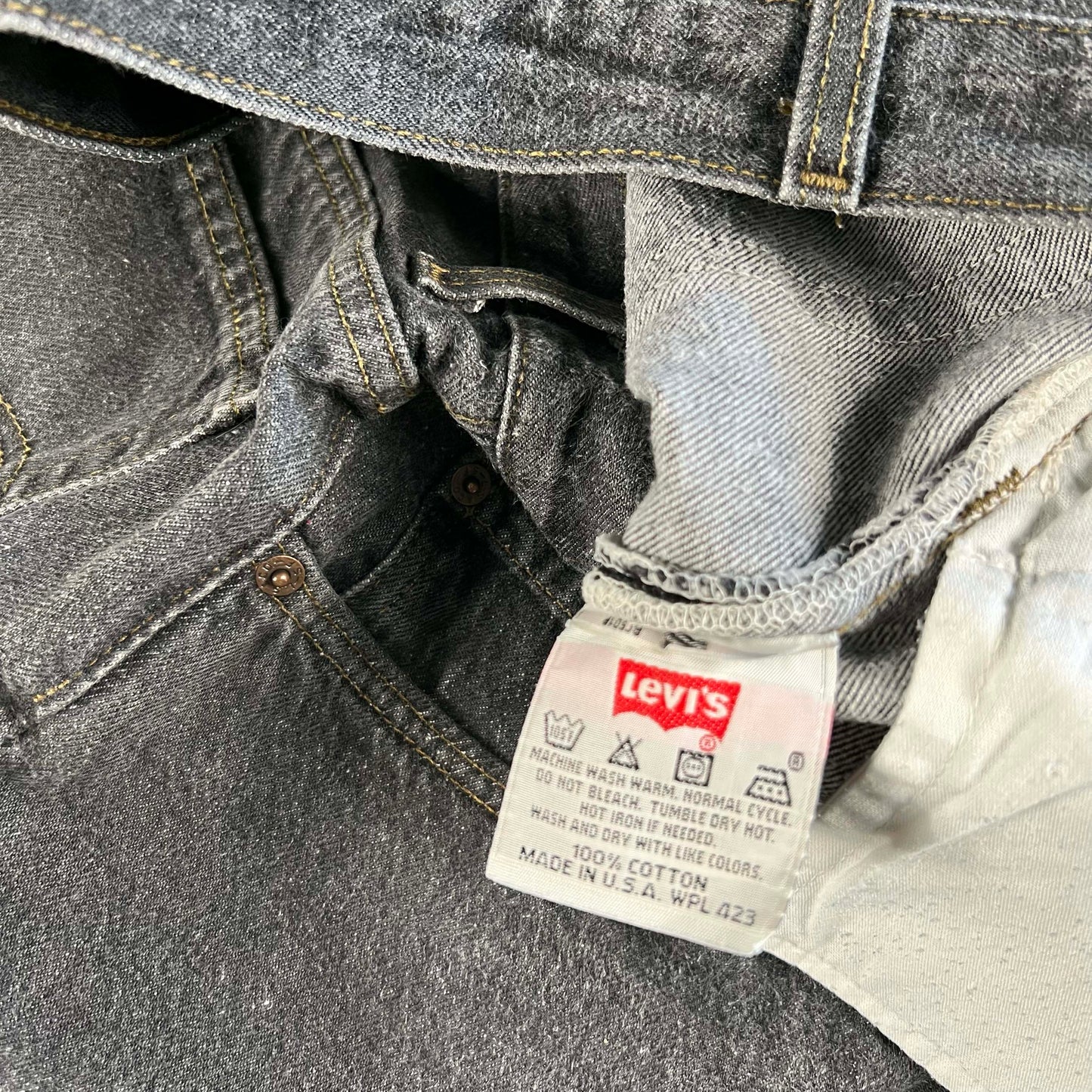 90s Faded Dark Grey/Black Levi's 501s- 40x28.5