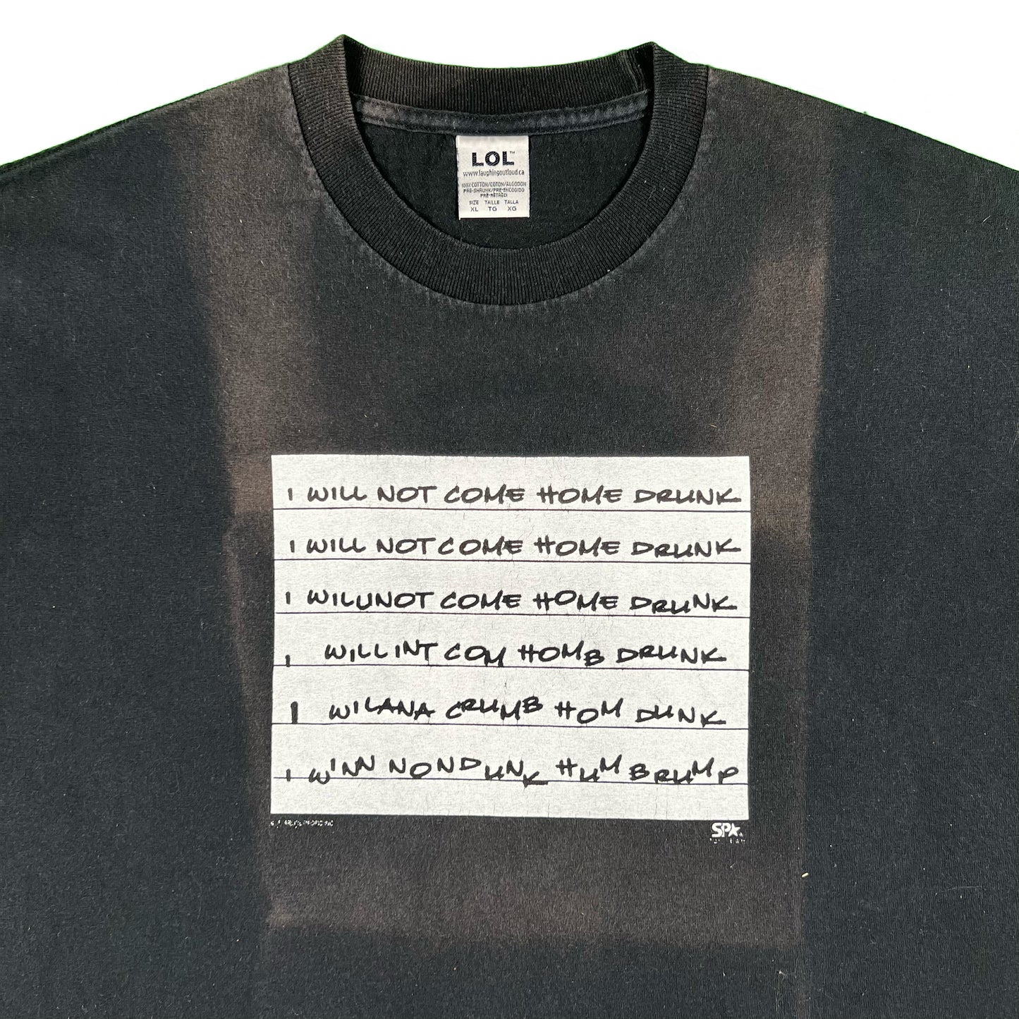 00s Sun Faded 'I Will Not Come Home Drunk' Tee- XL