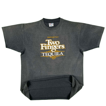 80s Sun Faded Black Two Fingers Tequila Tee- L