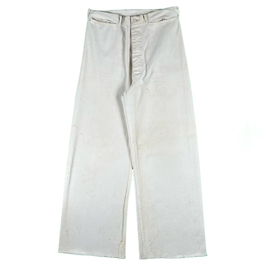 40s White Cotton Sailor Pants- 29x29.5