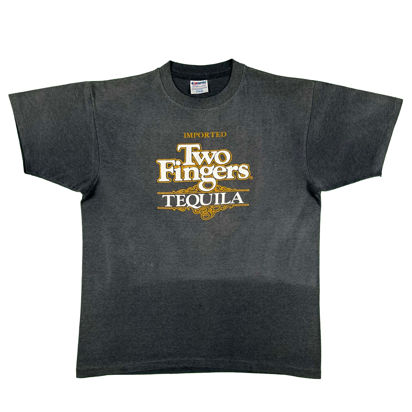 80s Sun Faded Black Two Fingers Tequila Tee- L