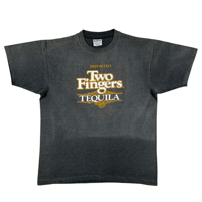 80s Sun Faded Black Two Fingers Tequila Tee- L