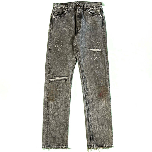 90s Faded Black/Grey Thrashed Levi's 501s- 29x32