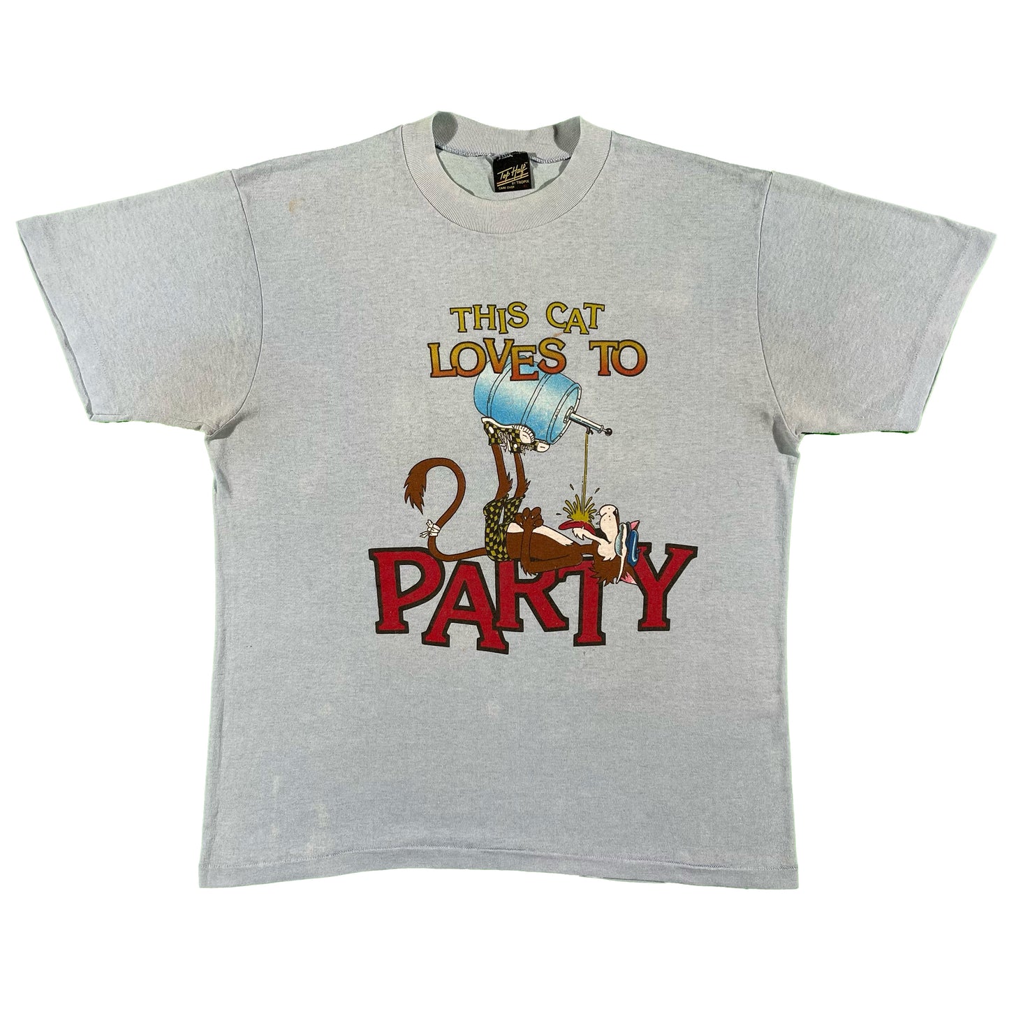 80s 'This Cat Loves to Party' Tee- L