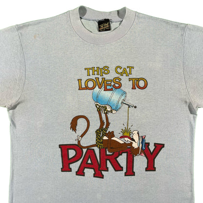 80s 'This Cat Loves to Party' Tee- L