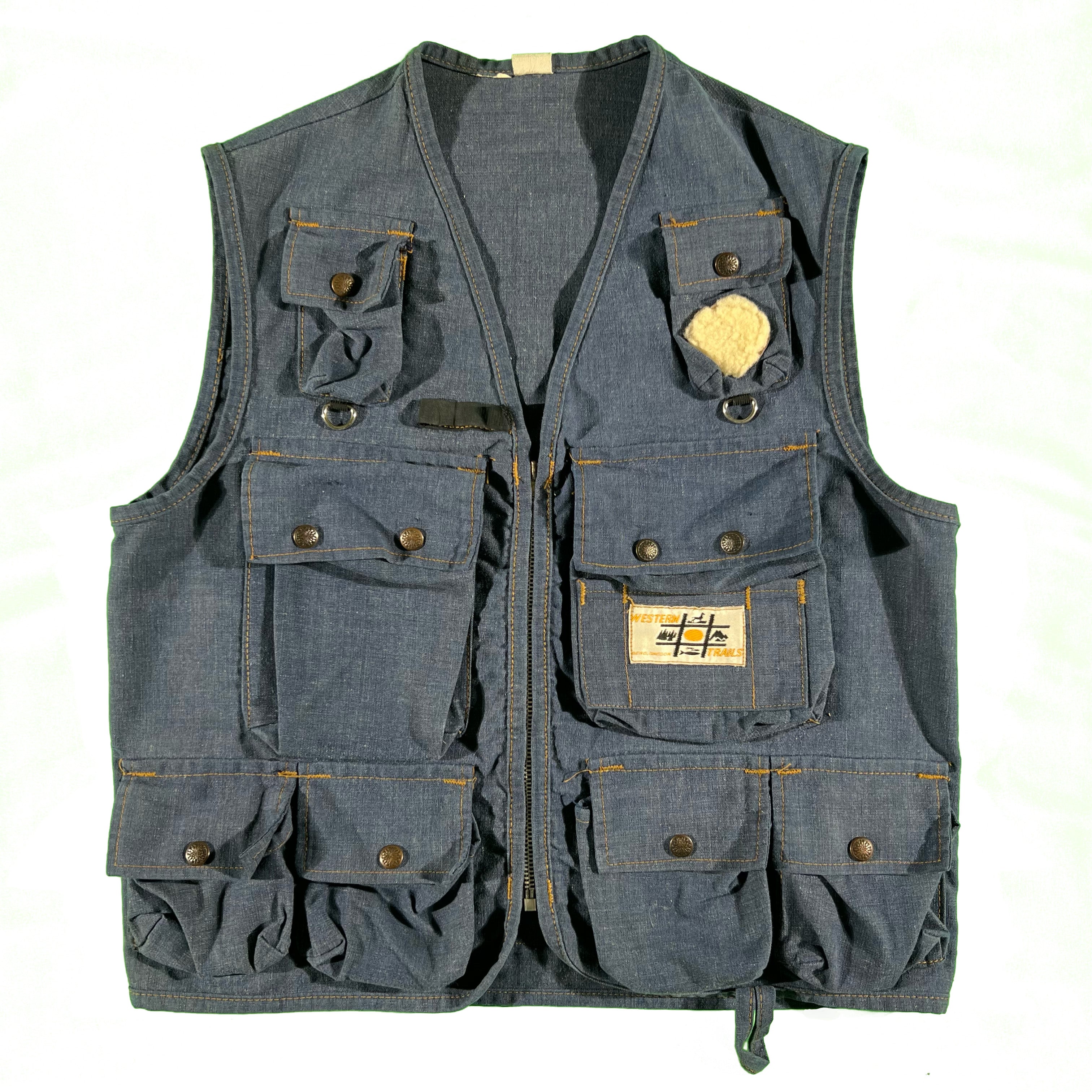60s Denim Fishermans Vest- M – Plum Garments 60s Denim Fishermans Vest- M – Plum Garments