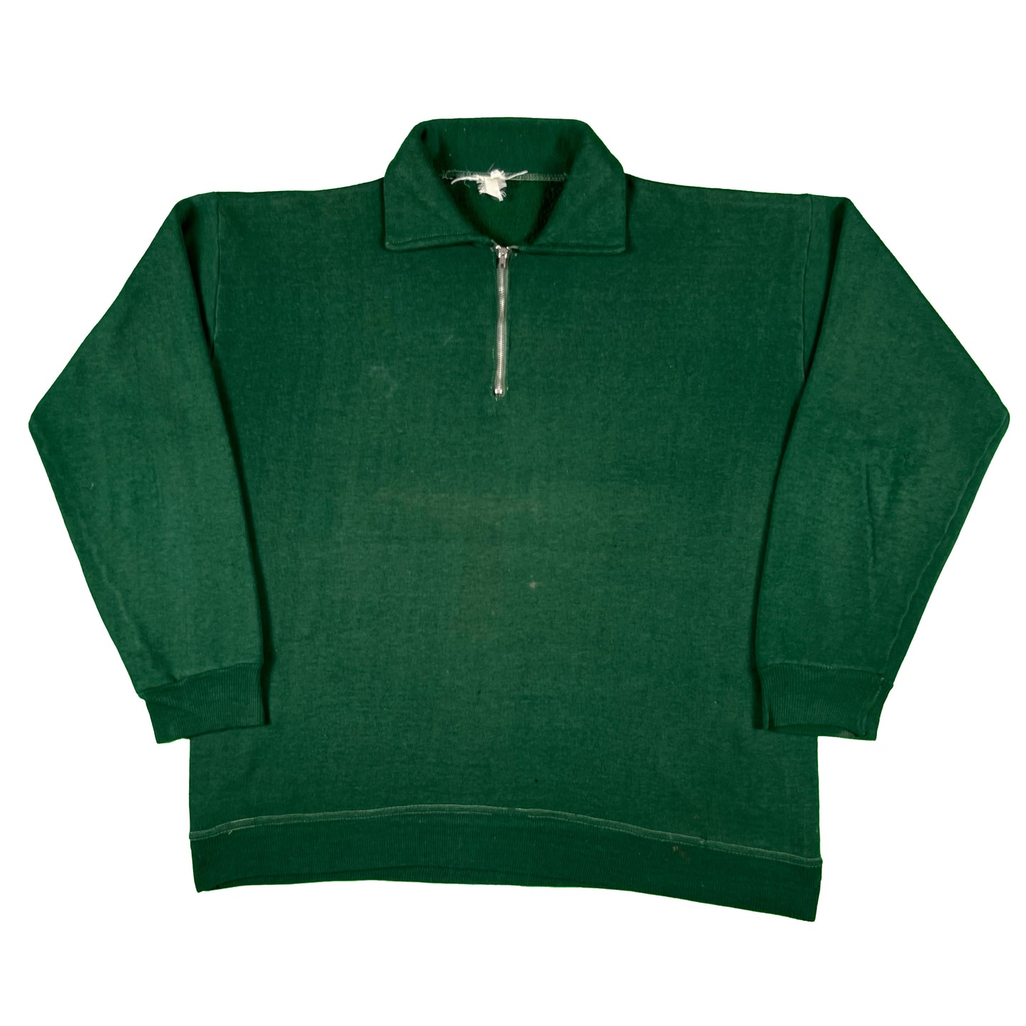 60s Forest Green 1/4 Zip Sweat- L