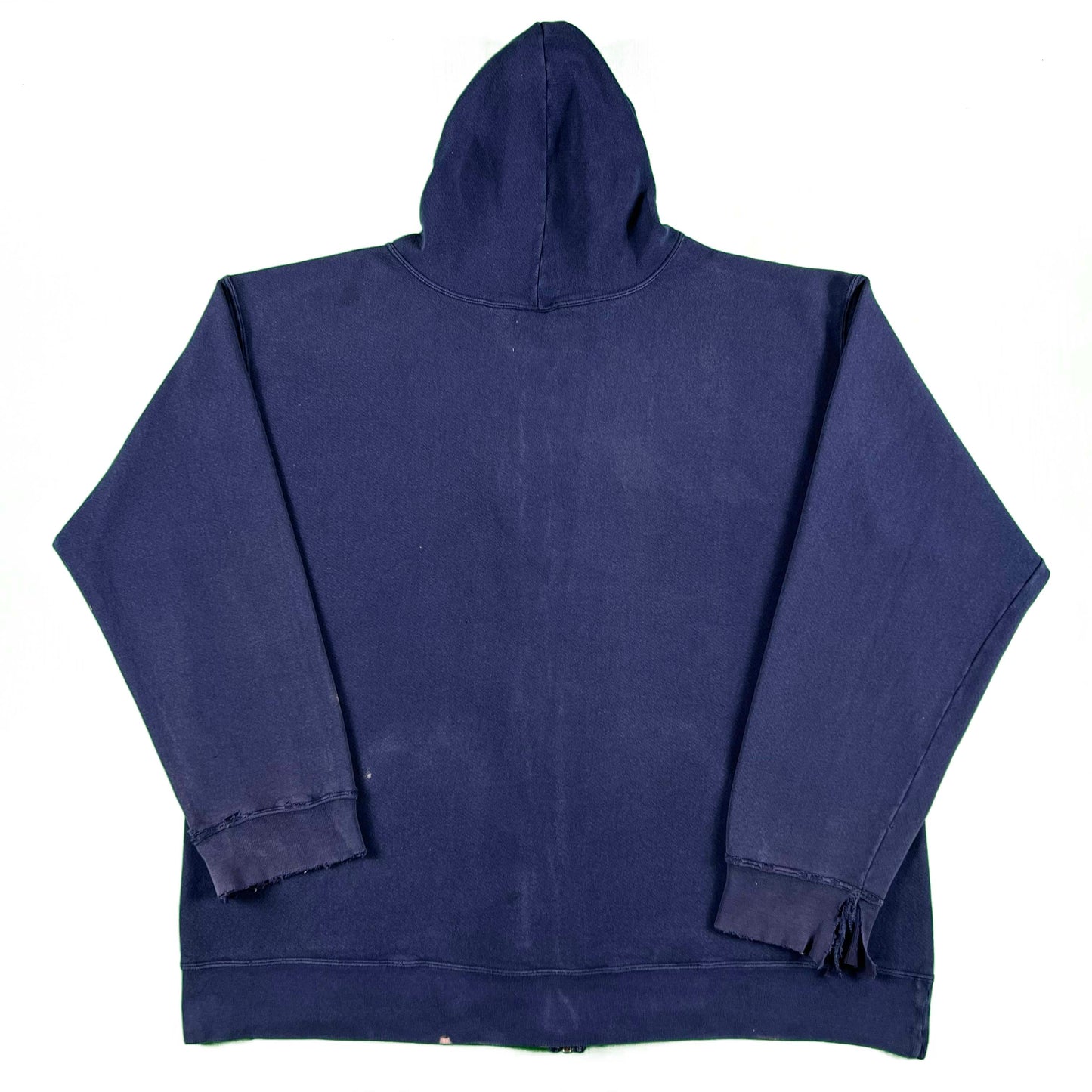90s Safety Pinned Navy Blue Zip Up Hoodie- XXL