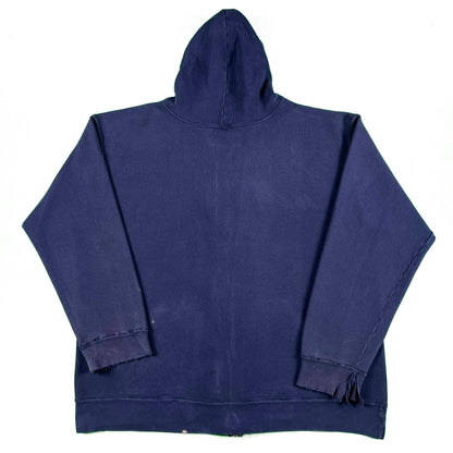90s Safety Pinned Navy Blue Zip Up Hoodie- XXL