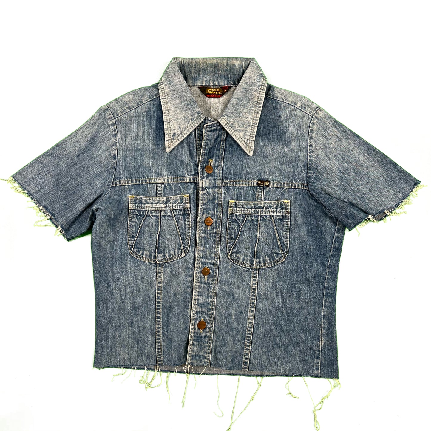 70s Cropped Wrangler Denim Shirt- S