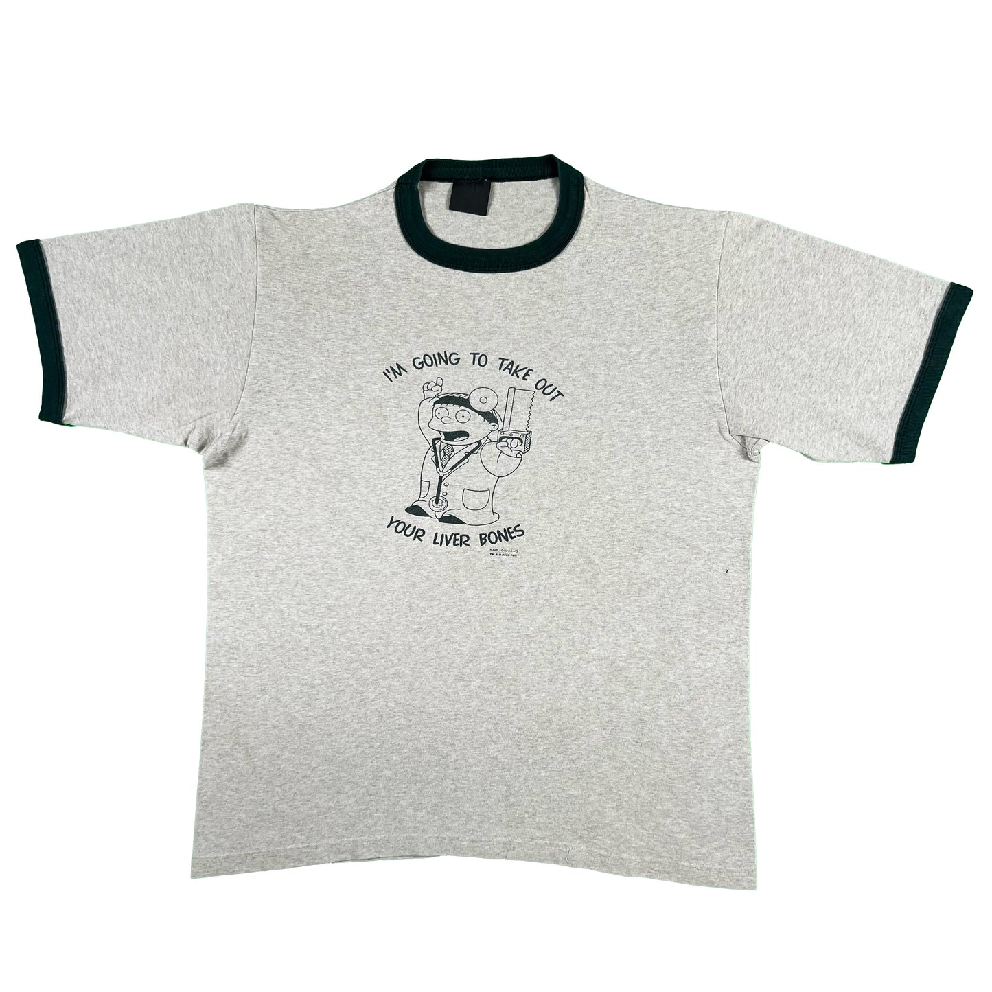 00s The Simpsons Liver Cutter Ringer Tee- L