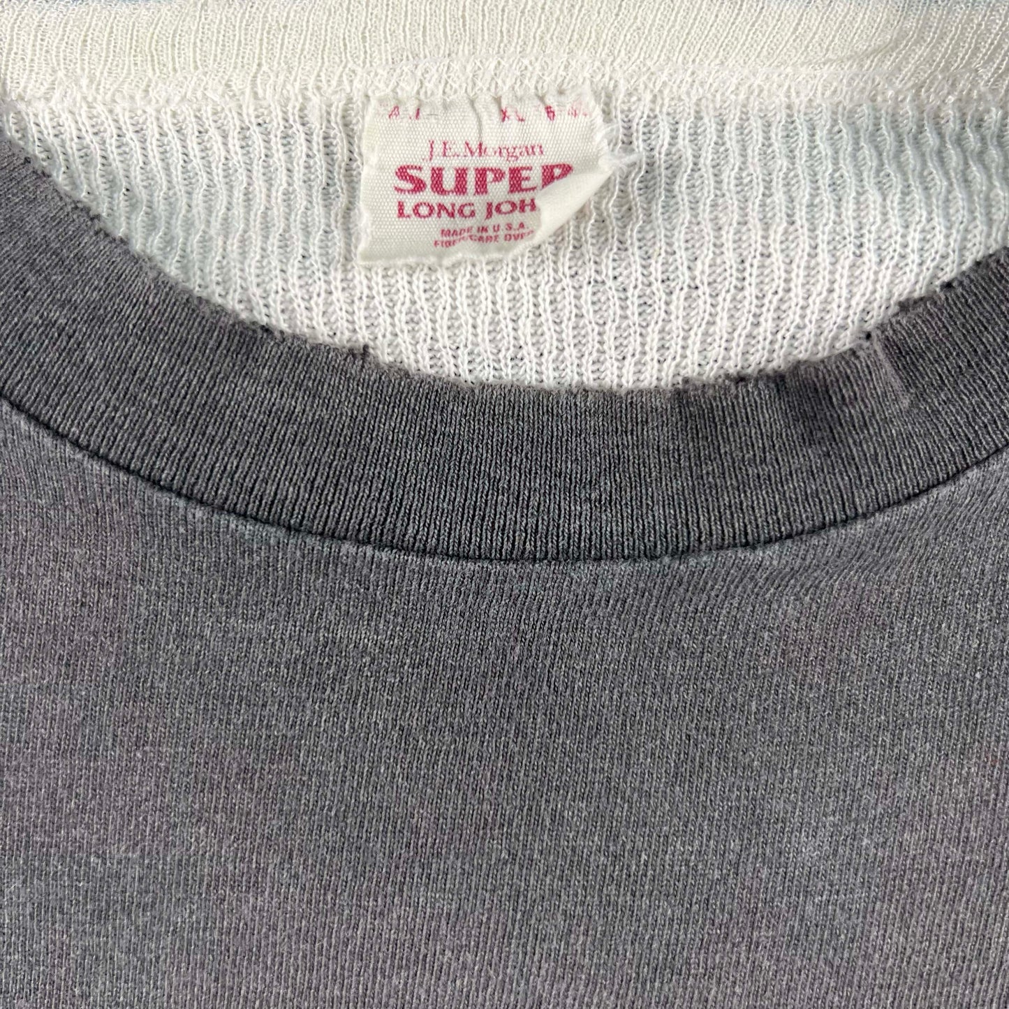 90s Safety Pin Snowboard Tee & 80s Waffle Knit Thermal- XL