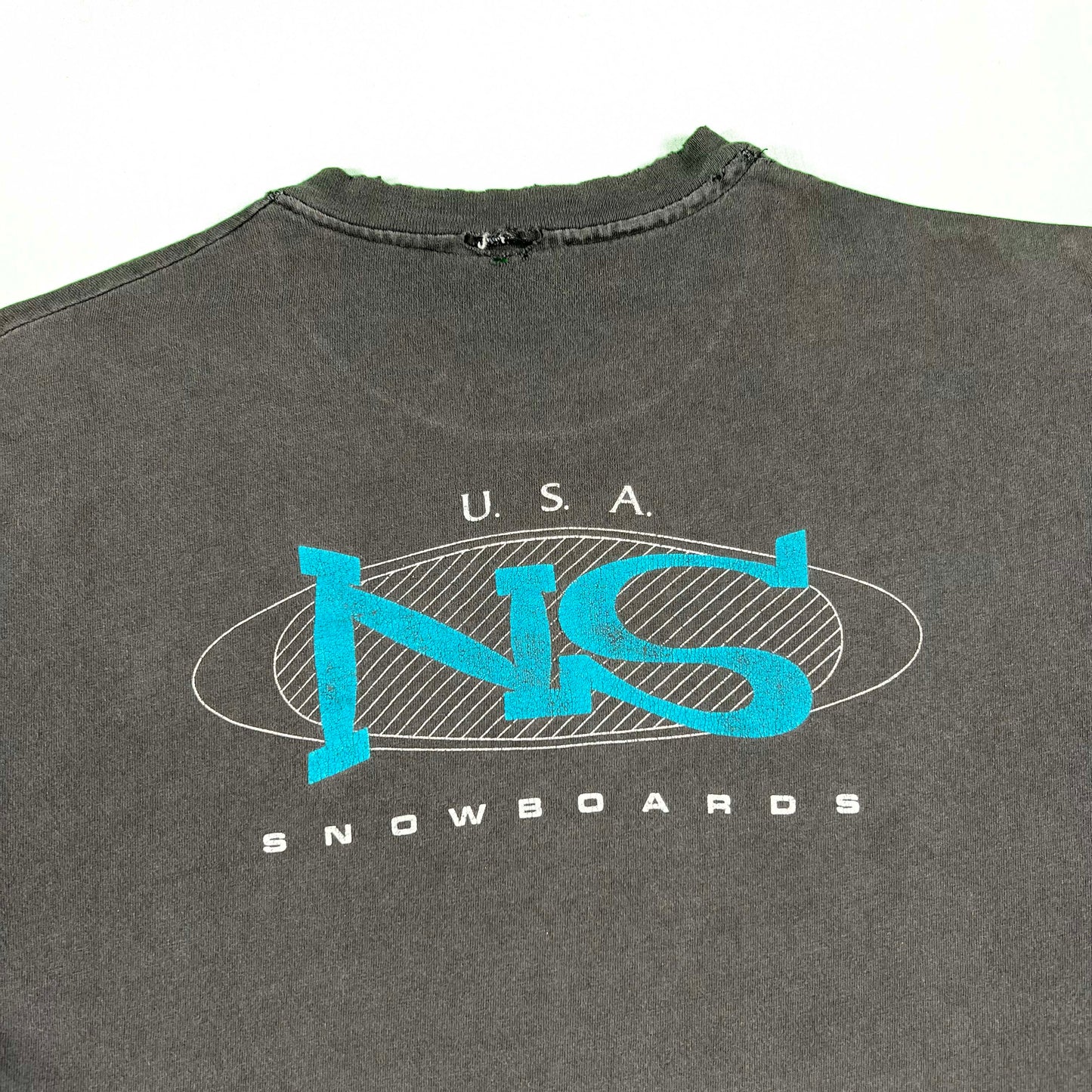90s Safety Pin Snowboard Tee & 80s Waffle Knit Thermal- XL