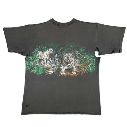 90s Sun Faded & Thrashed White Tigers Tee- XXL