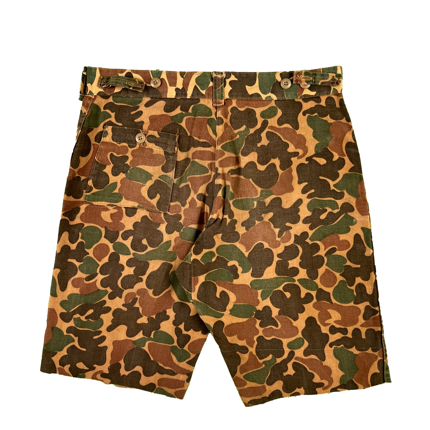 70s Chopped Dark Duck Camo Fatigue Shorts- 32"-35"x11.5