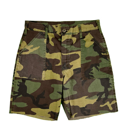 70s Chopped Camo Fatigue Shorts- 32x8.5