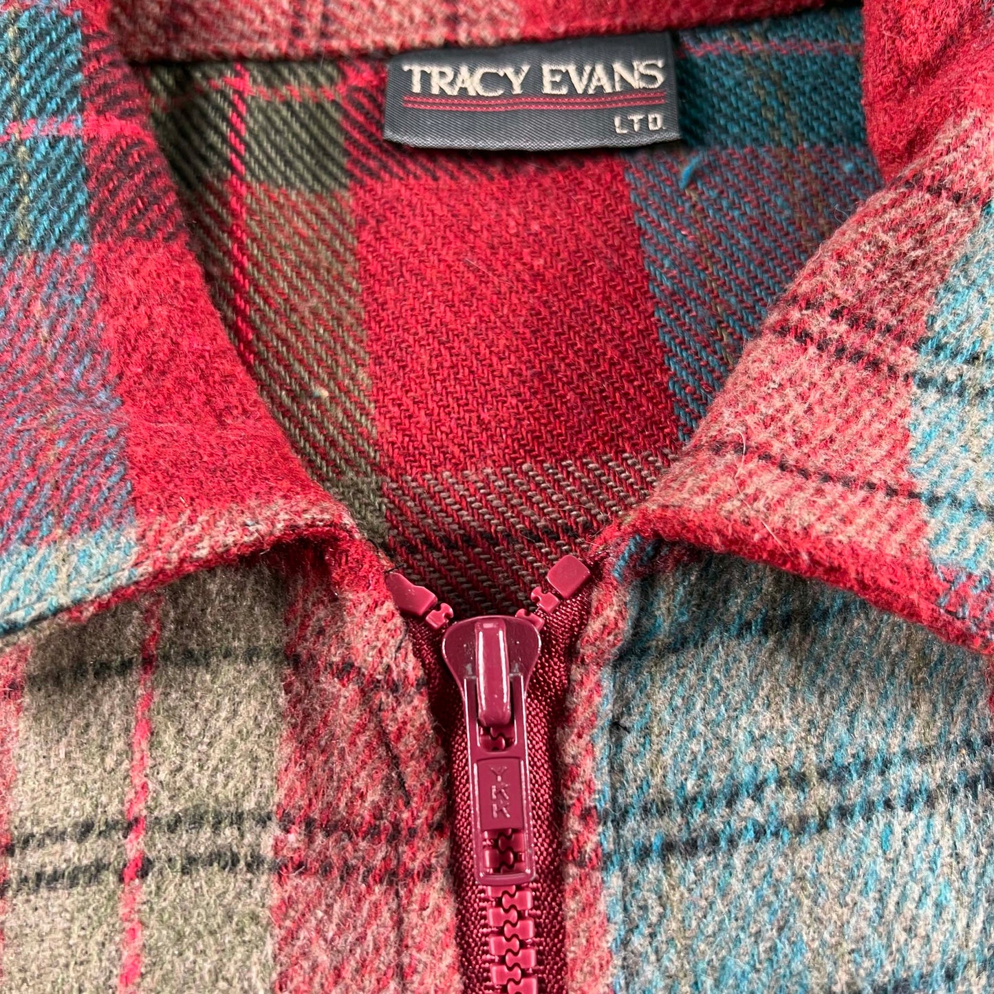 90s Boxy Plaid Red Jacket- S