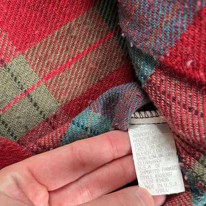 90s Boxy Plaid Red Jacket- S