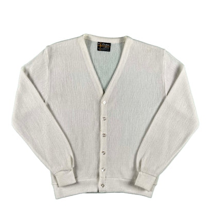 60s/70s White Cardigan Sweater- M