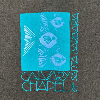 70s Sun Faded Black Santa Barbara Fish Sweatshirt- L