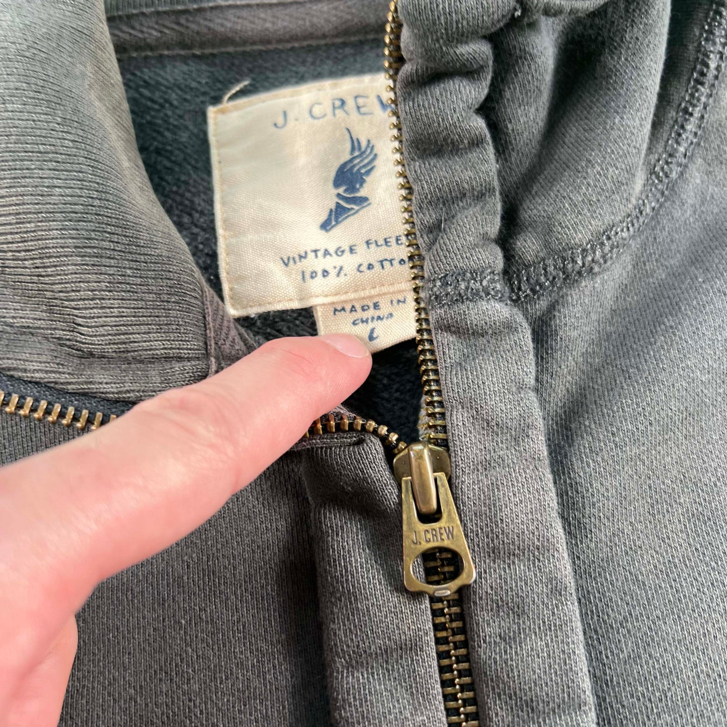 J.Crew 'Chain Stitched' Capitol Zip Up Sweatshirt- L